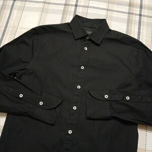 rag&bone Black Poplin Cotton Long Sleeve Button Shirt Men's‎ 14.5" / Fit 1